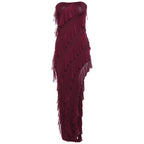 Strapless Fringe Slit Dress