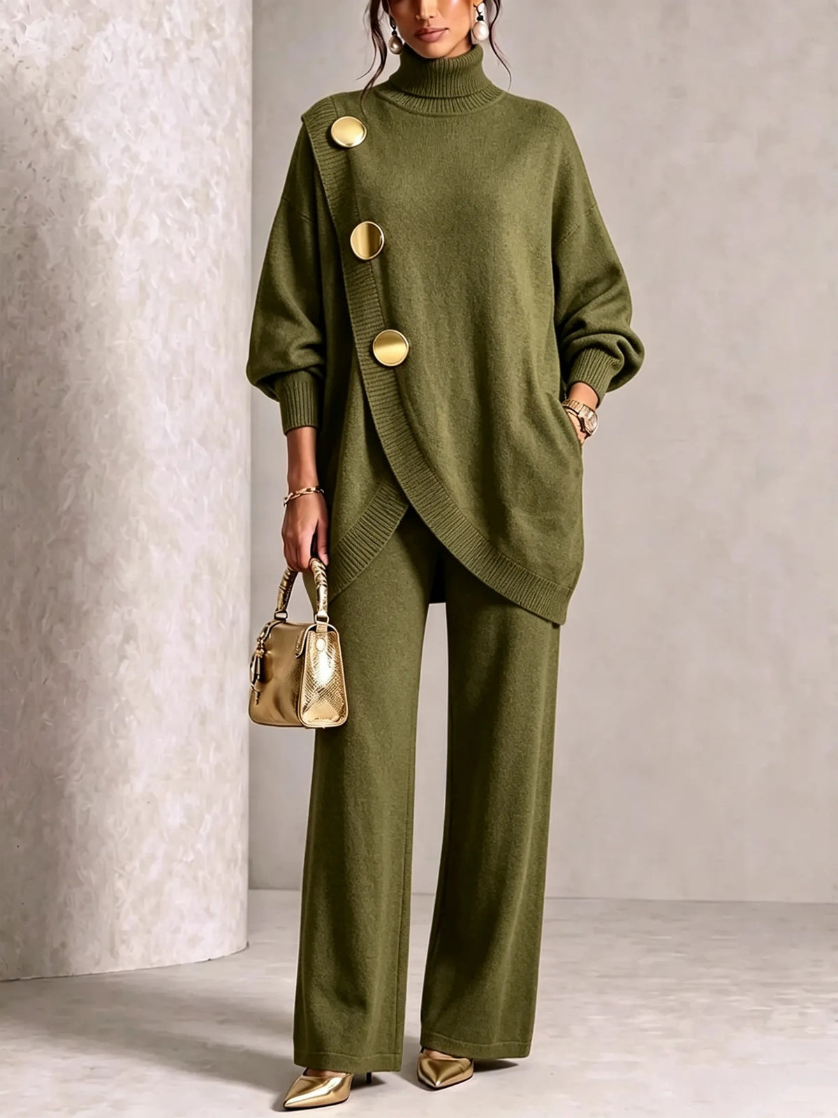 Asymmetric Sweater & Trouser Set