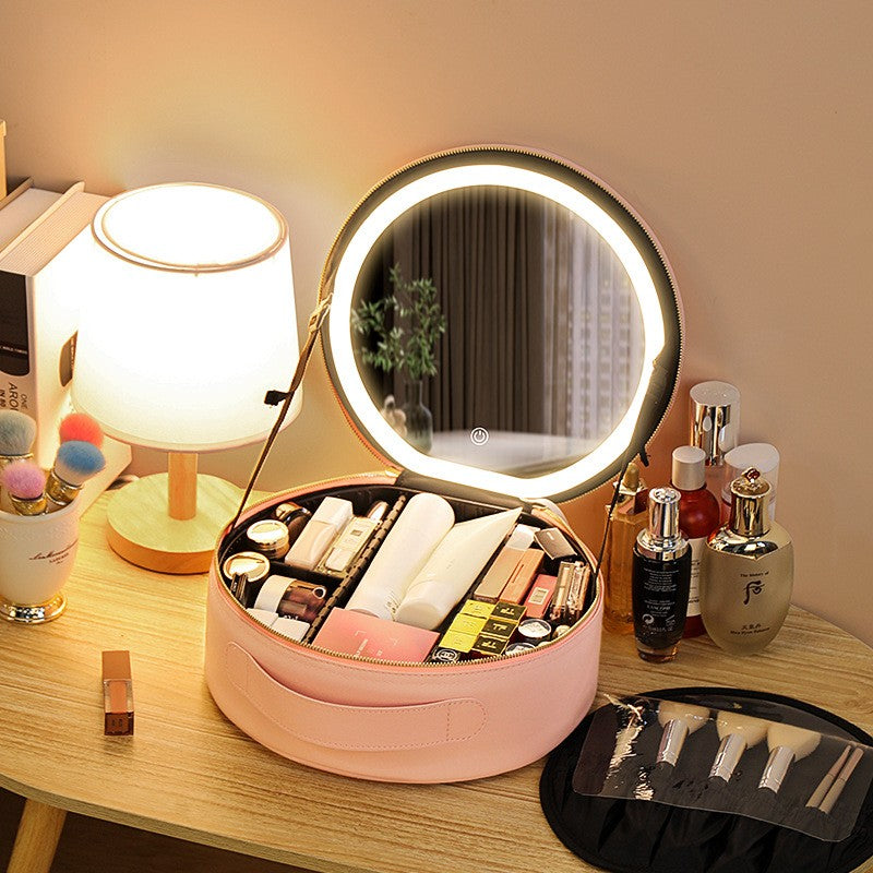 Round LED Mirror Makeup Case