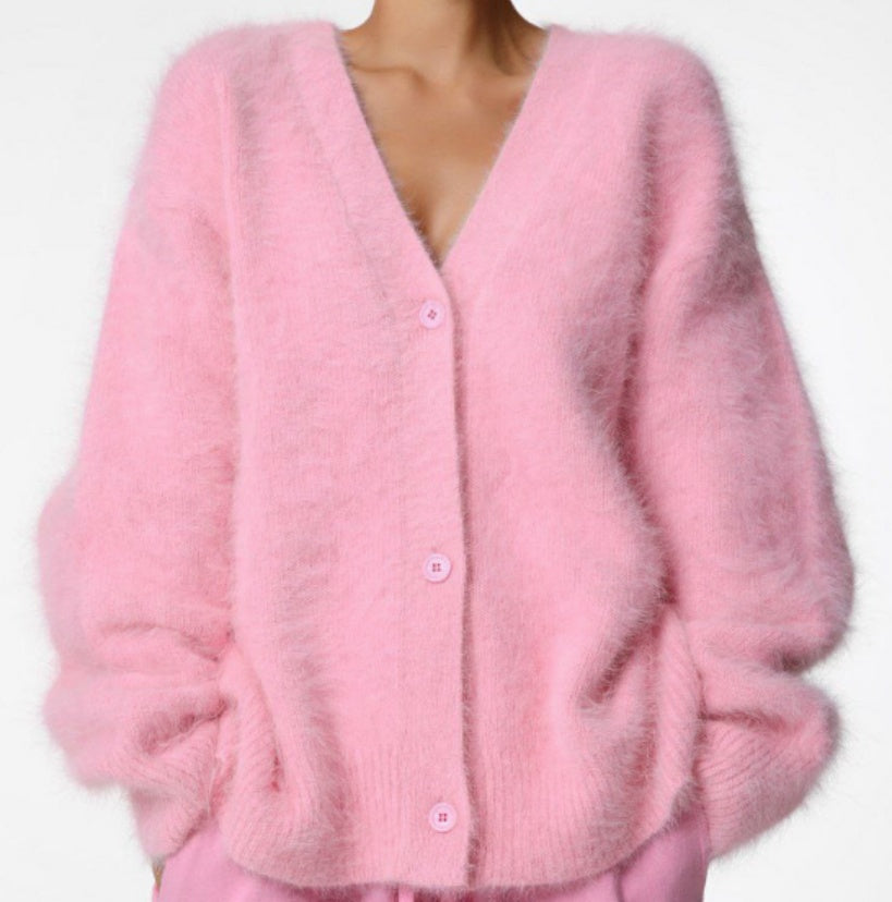 Relaxed V-Neck Button Cardigan