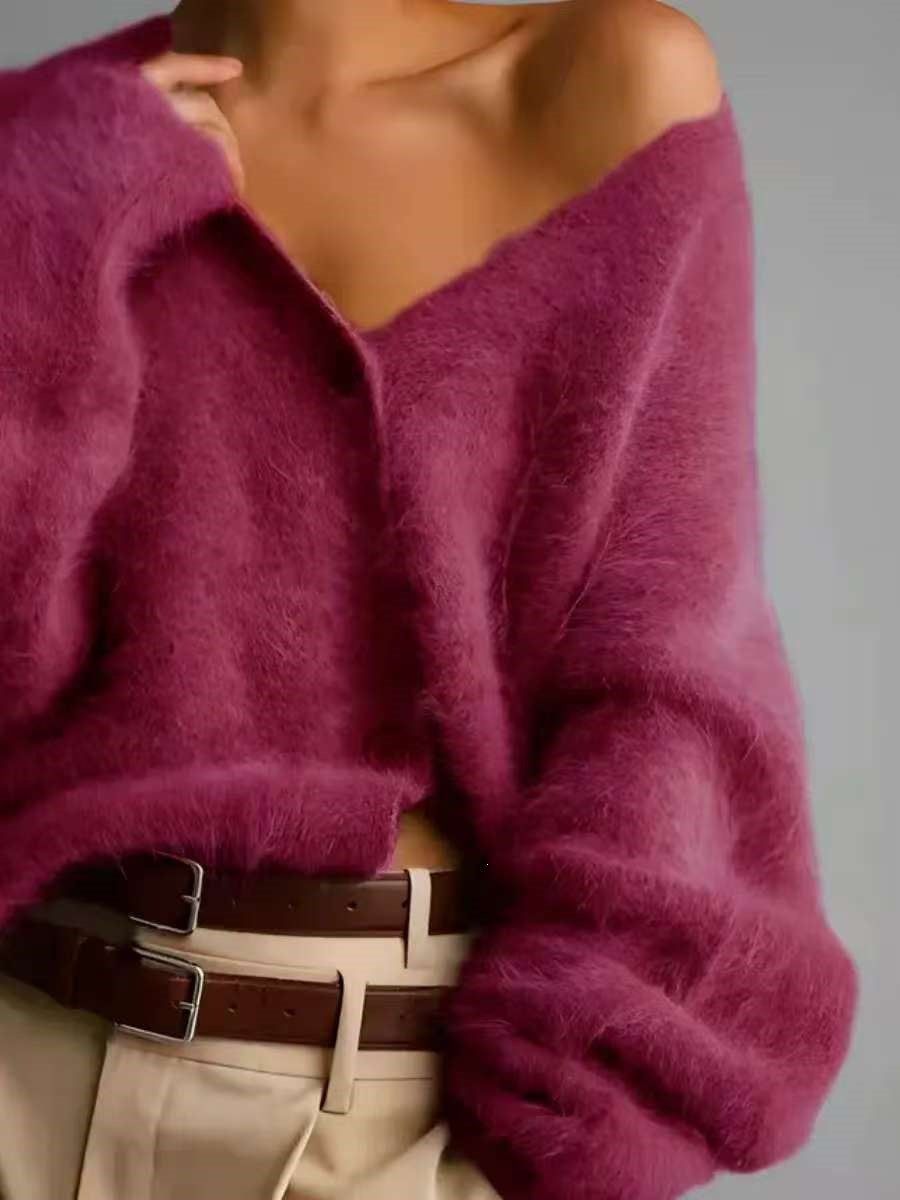 Relaxed V-Neck Button Cardigan