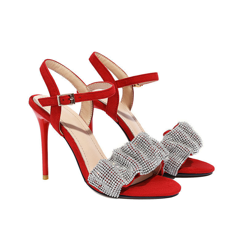 Peep-Toe Faux-Leather Heels