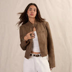 Cropped Faux-Suede Jacket