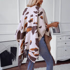 Leopard-Print Tassel Cape