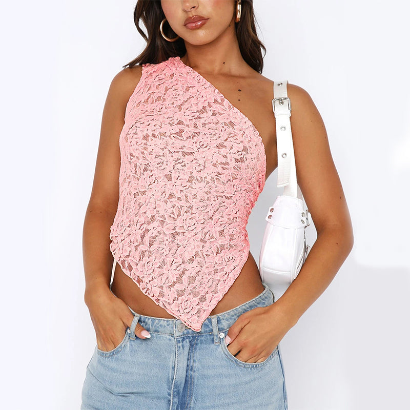 Asymmetric Lace-Back Top