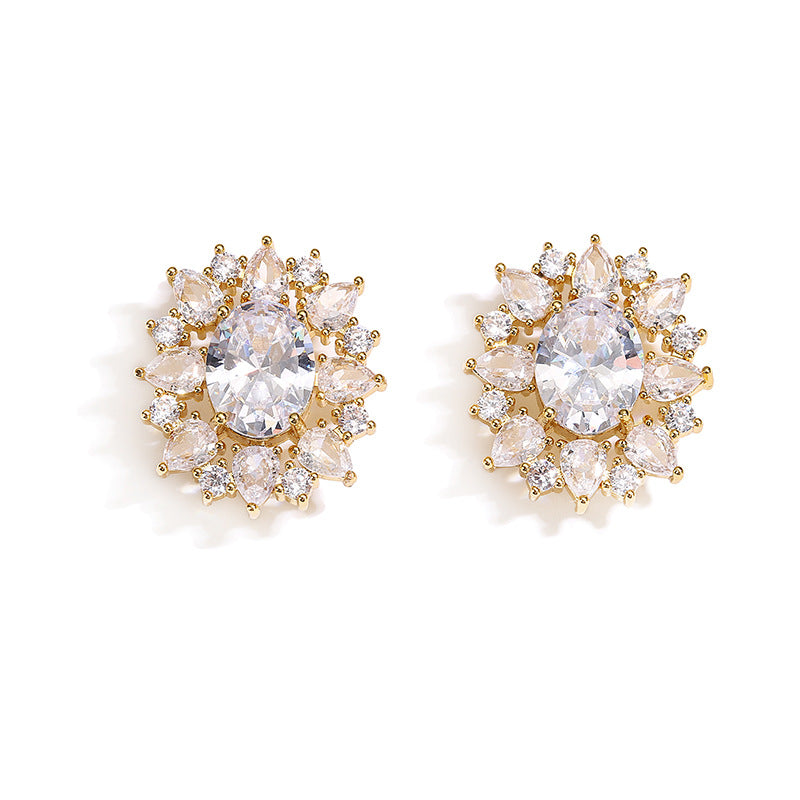 Floral Zircon Stud Earrings