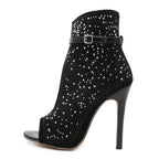 Rhinestone Peep-Toe Heels