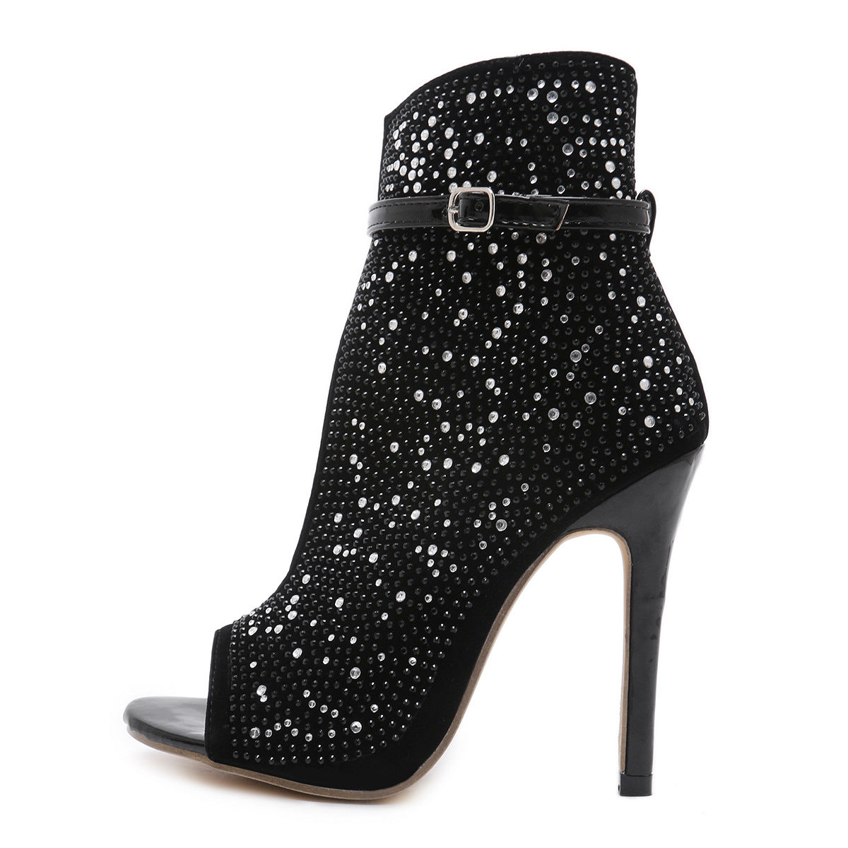 Rhinestone Peep-Toe Heels