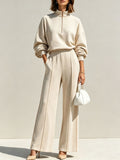 Half-Zip Hoodie & Wide-Leg Trouser Set