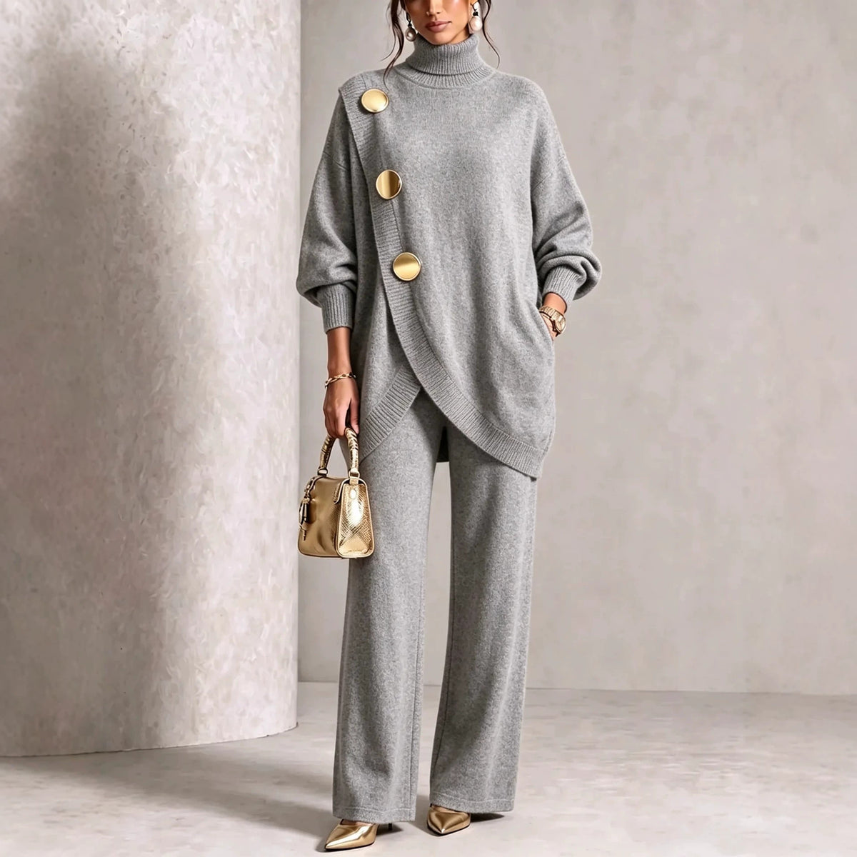 Asymmetric Sweater & Trouser Set