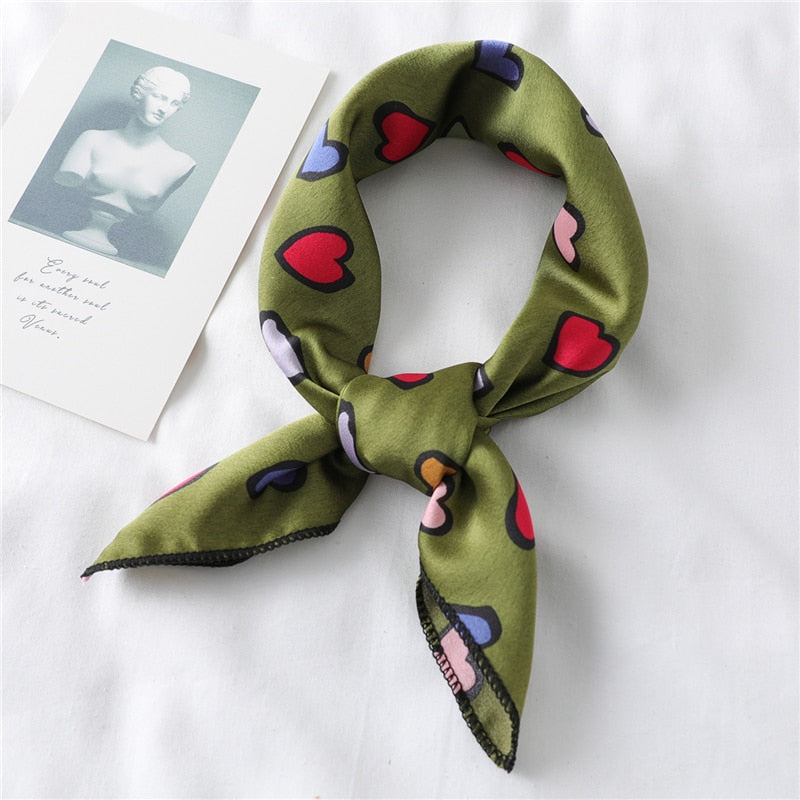 Heart-Print Square Scarf