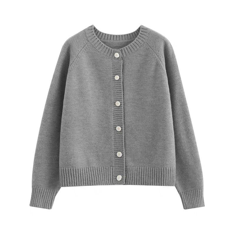 Round-Neck Knit Cardigan