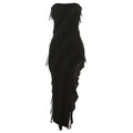 Strapless Fringe Slit Dress