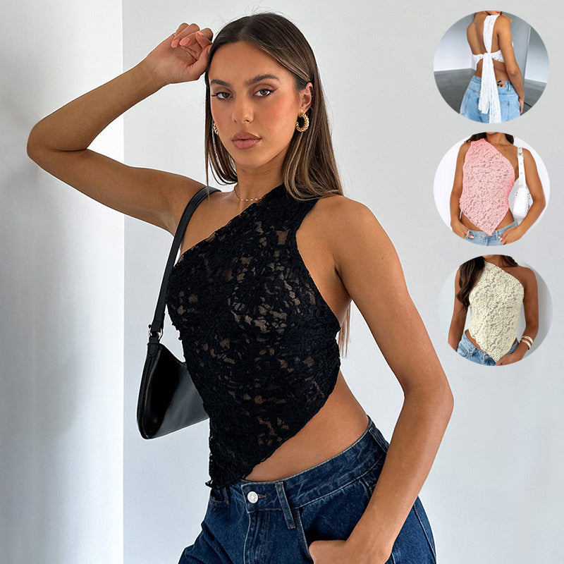 Asymmetric Lace-Back Top