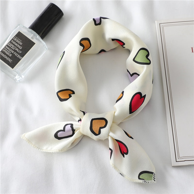 Heart-Print Square Scarf