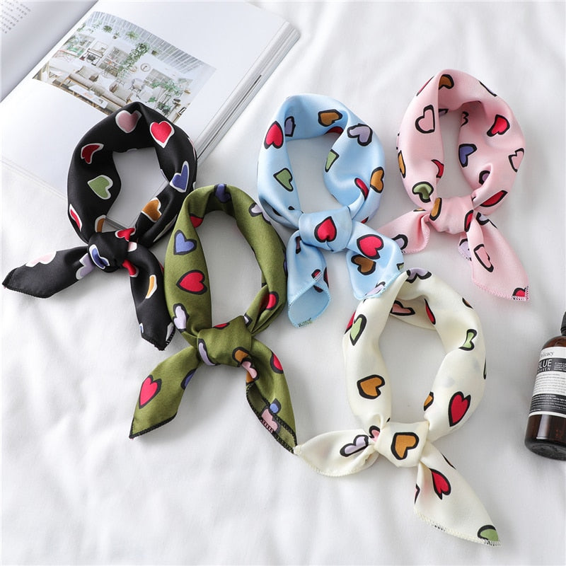 Heart-Print Square Scarf