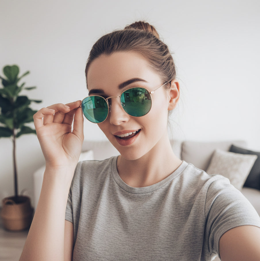 Round Metal-Frame Sunglasses