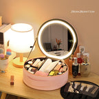 Round LED Mirror Makeup Case