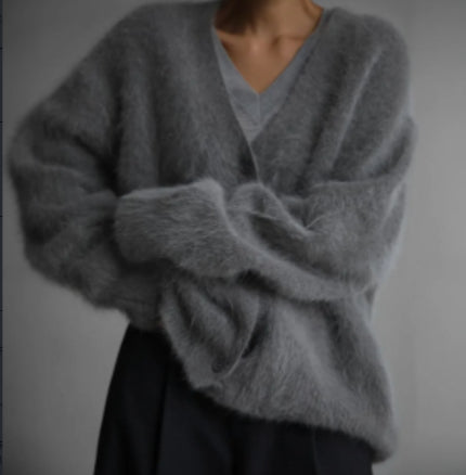 Relaxed V-Neck Button Cardigan
