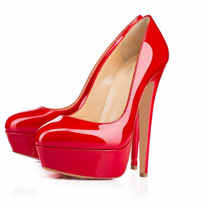 Round-Toe Platform Pumps