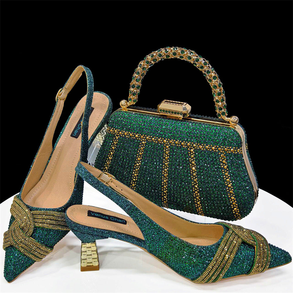 Embellished Shoe & Bag Set