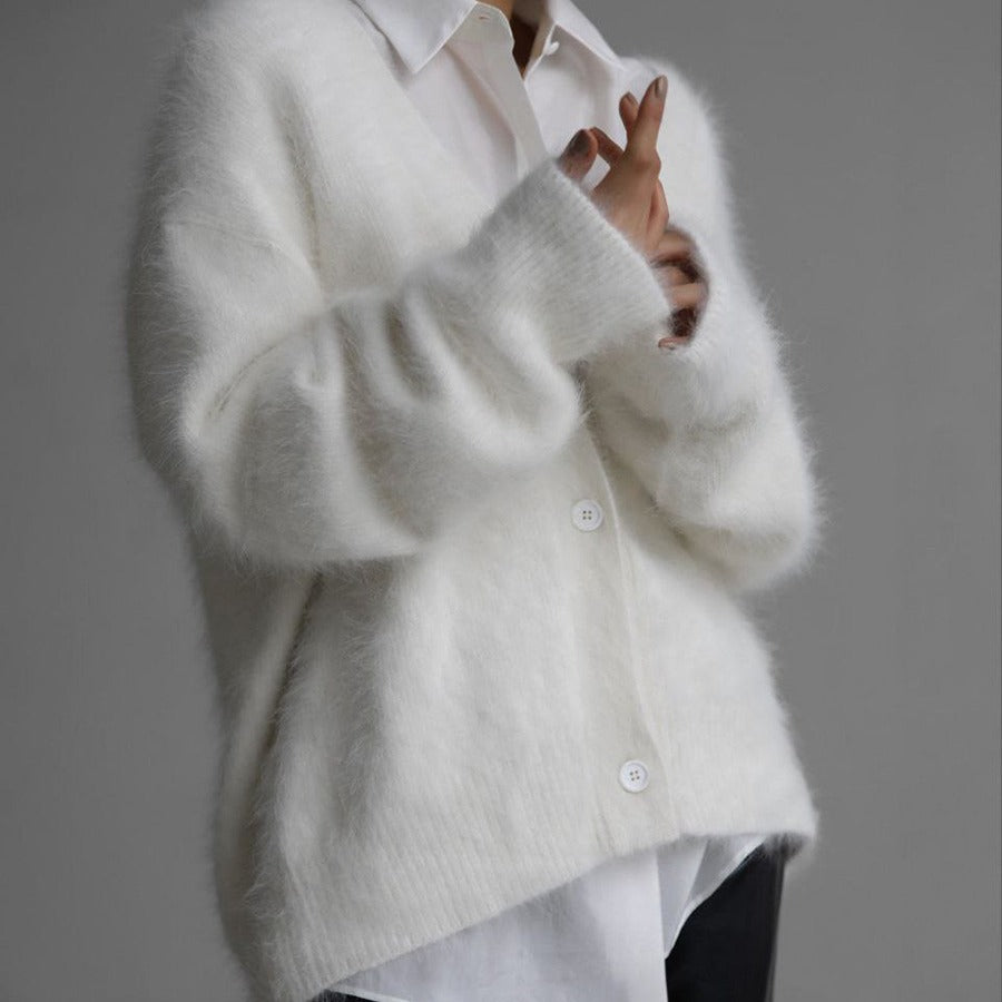 Relaxed V-Neck Button Cardigan