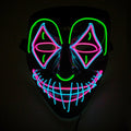 Single light-up Halloween mask with pink, blue and green outlines