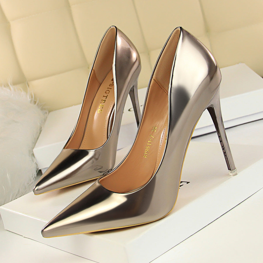 PU Slip-On Stiletto Pumps