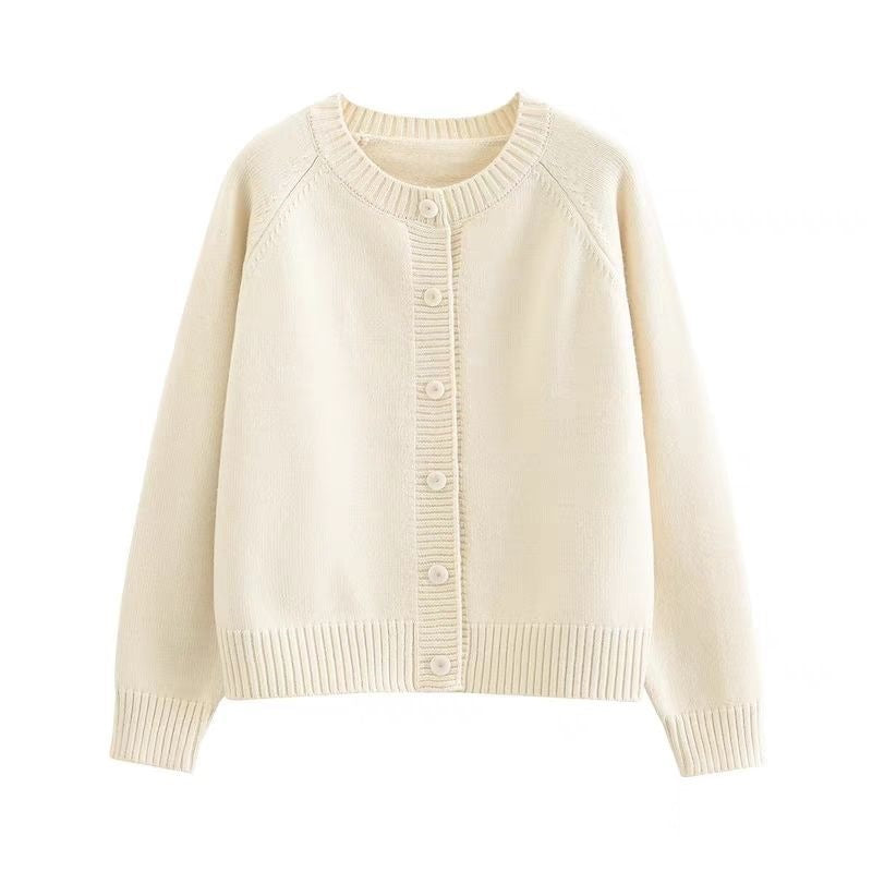 Round-Neck Knit Cardigan