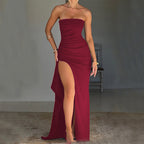 Strapless Pleated Maxi Dress