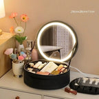Round LED Mirror Makeup Case