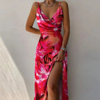 V-Neck Slit Midi Dress