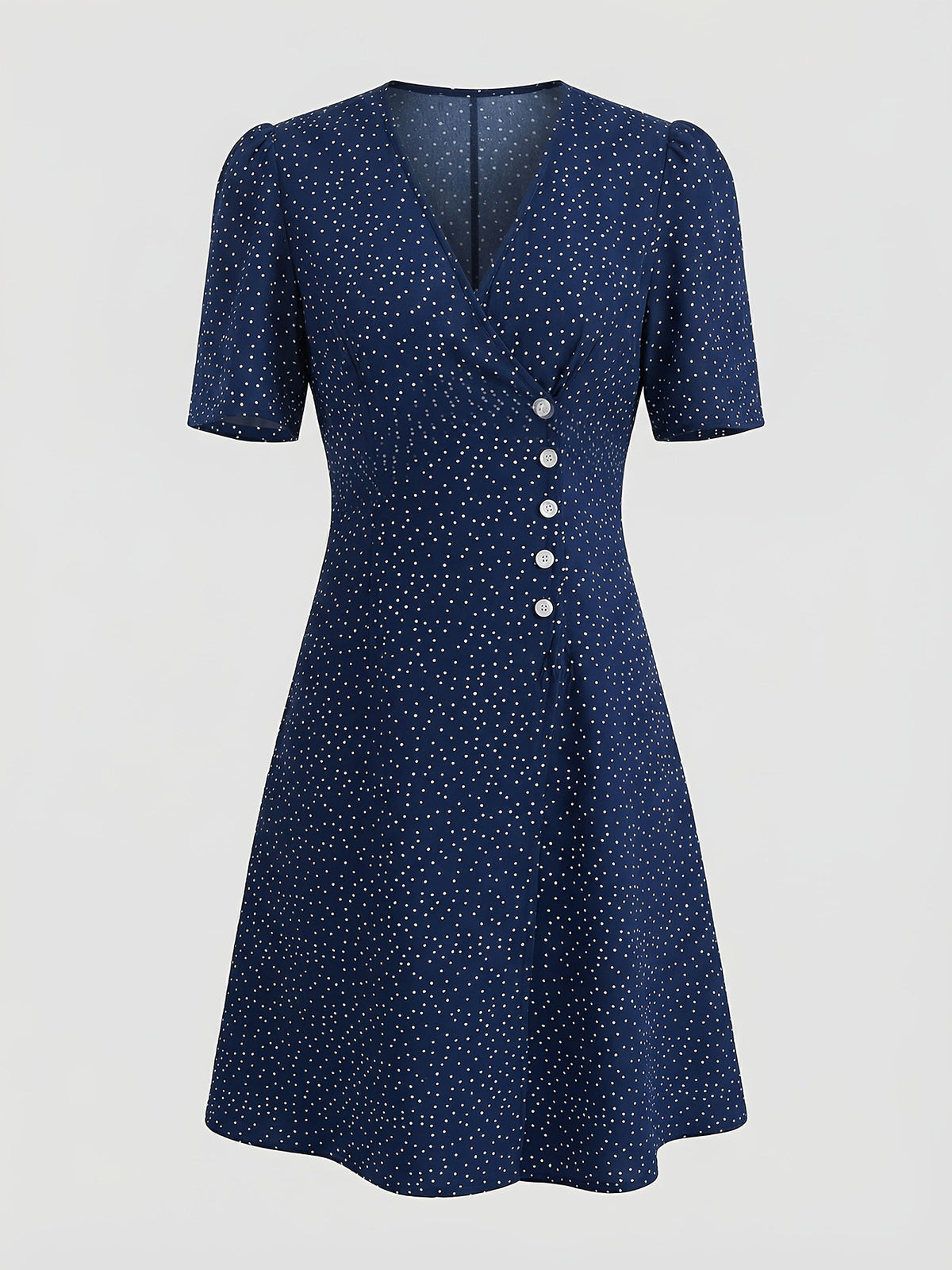V-Neck A-Line Midi Dress