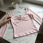 Square-Neck Long-Sleeve Crop Top