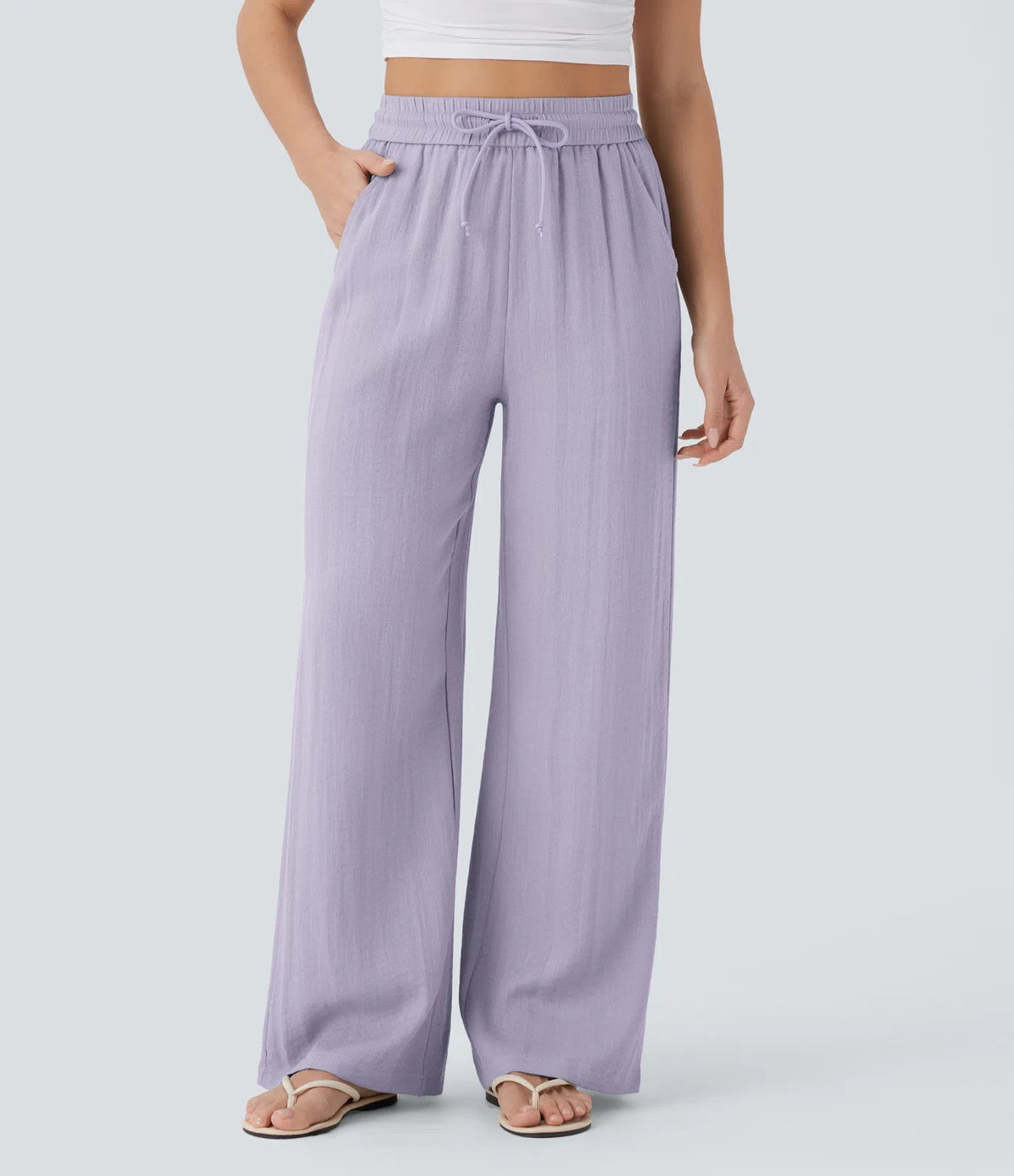 Drawstring Wide-Leg Trousers