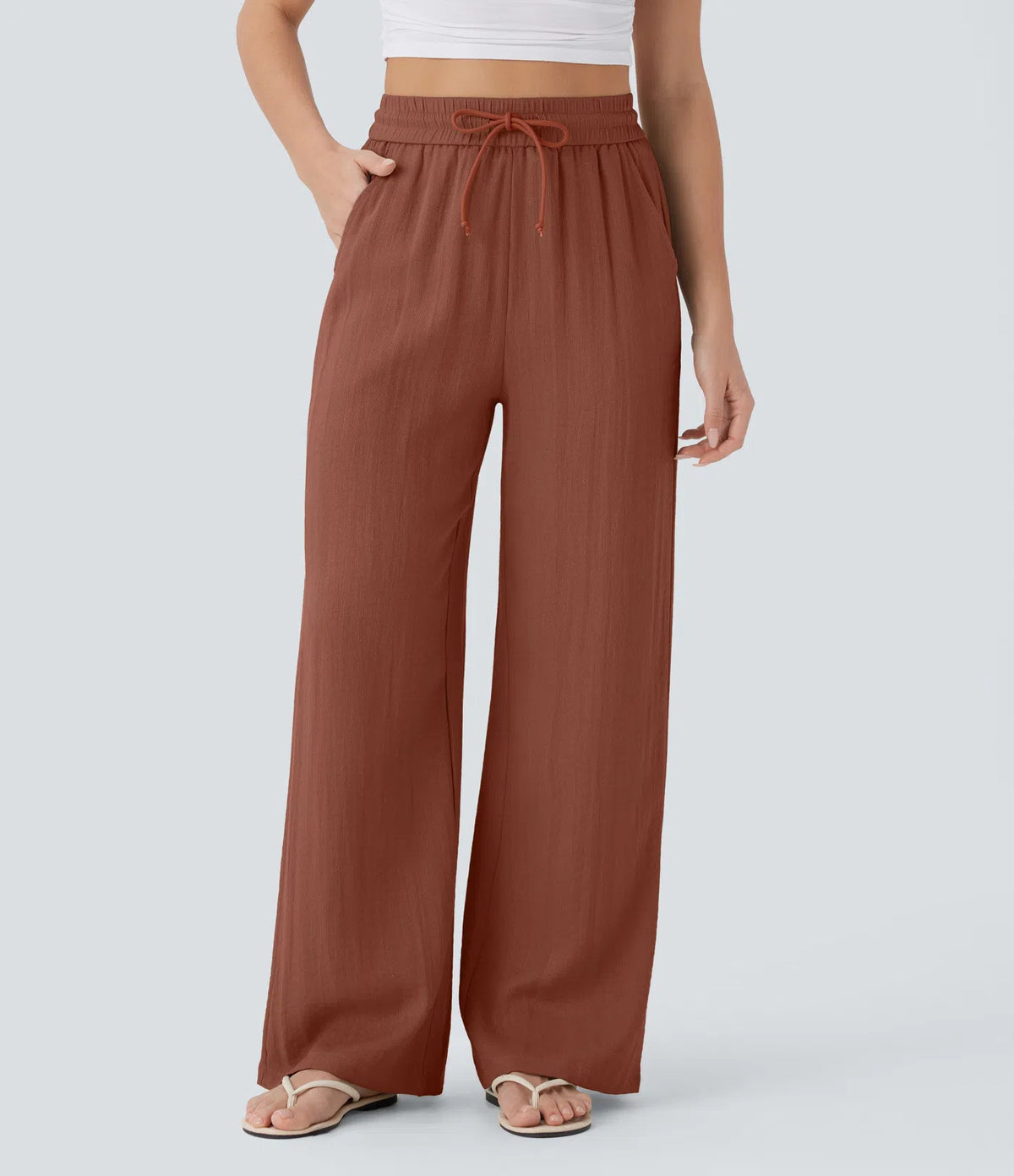 Drawstring Wide-Leg Trousers