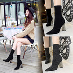 Metal-Detail Block-Heel Ankle Boots