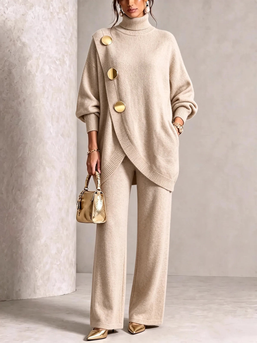 Asymmetric Sweater & Trouser Set