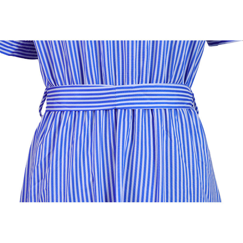 Relaxed Striped Short-Sleeve Dress