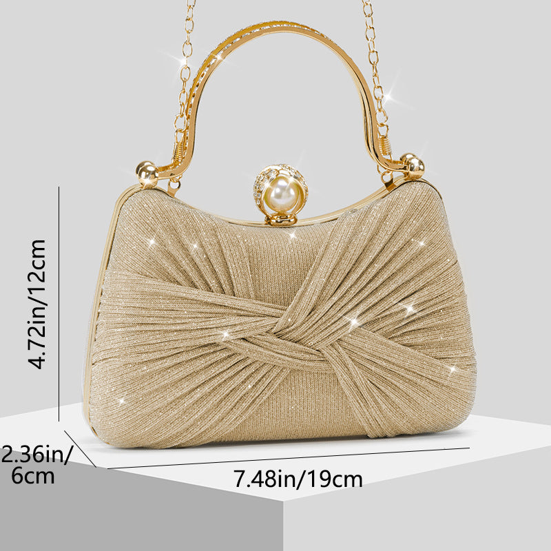Pleated Shimmer Evening Bag