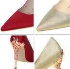 Satin Pointed-Toe Heels