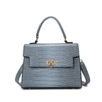 Crocodile-Effect PU Tote — Blue