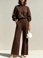 Half-Zip Hoodie & Wide-Leg Trouser Set