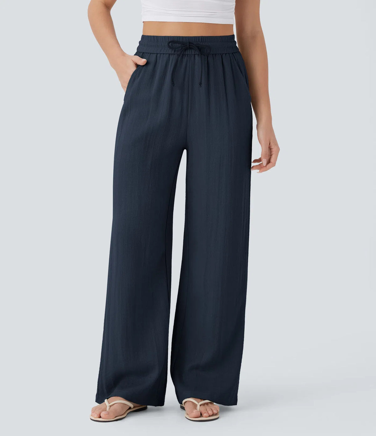 Drawstring Wide-Leg Trousers