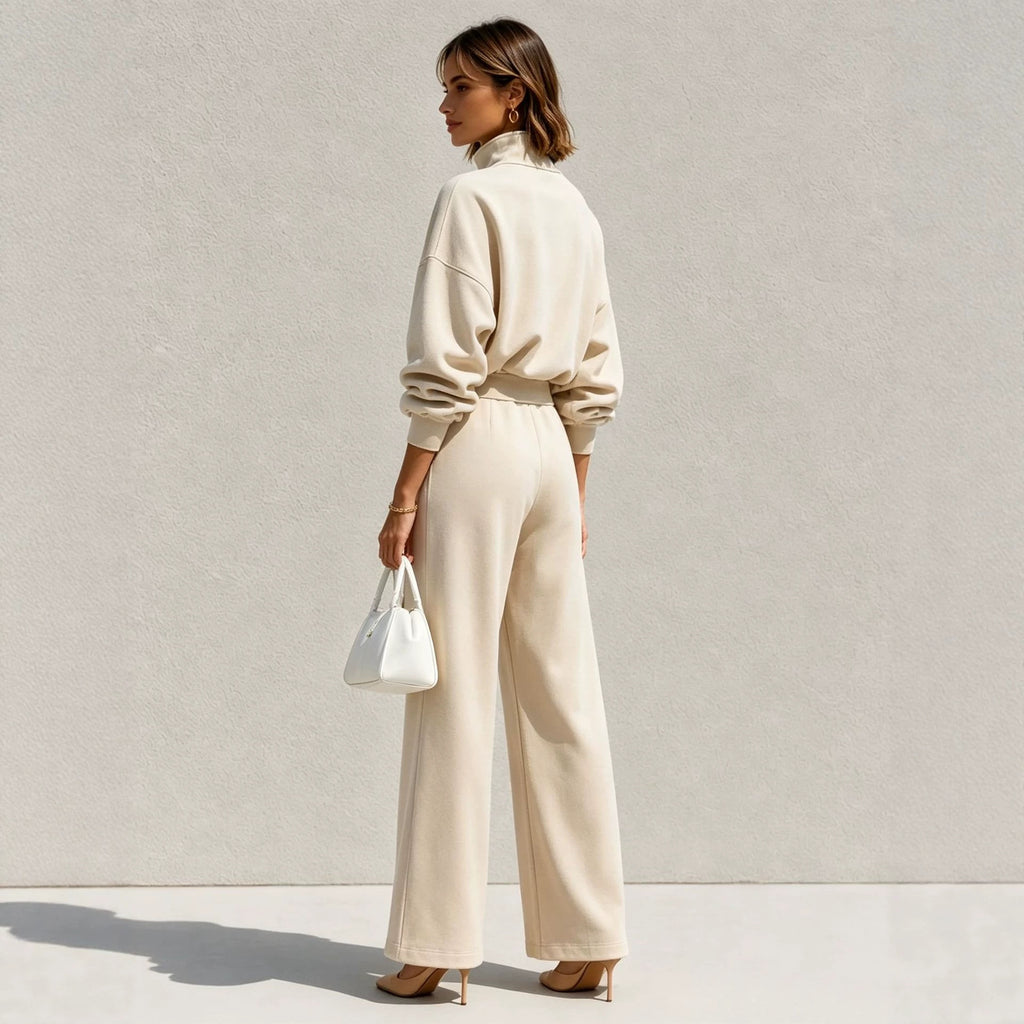 Half-Zip Hoodie & Wide-Leg Trouser Set