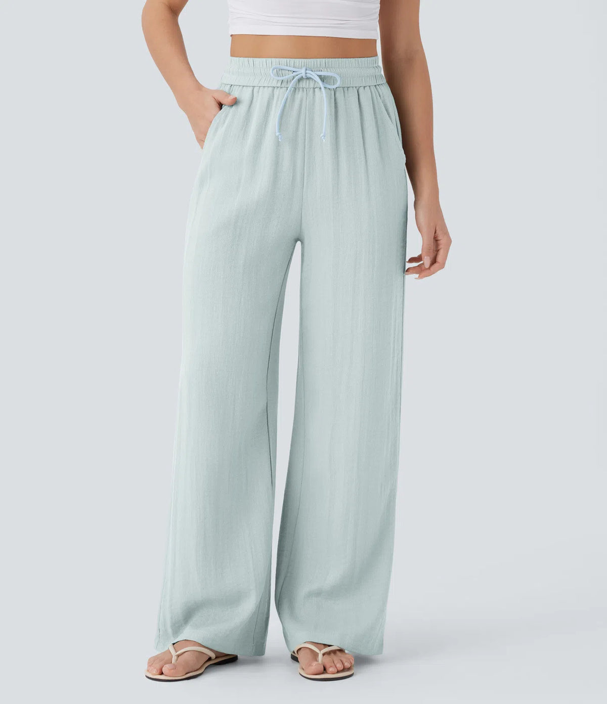 Drawstring Wide-Leg Trousers