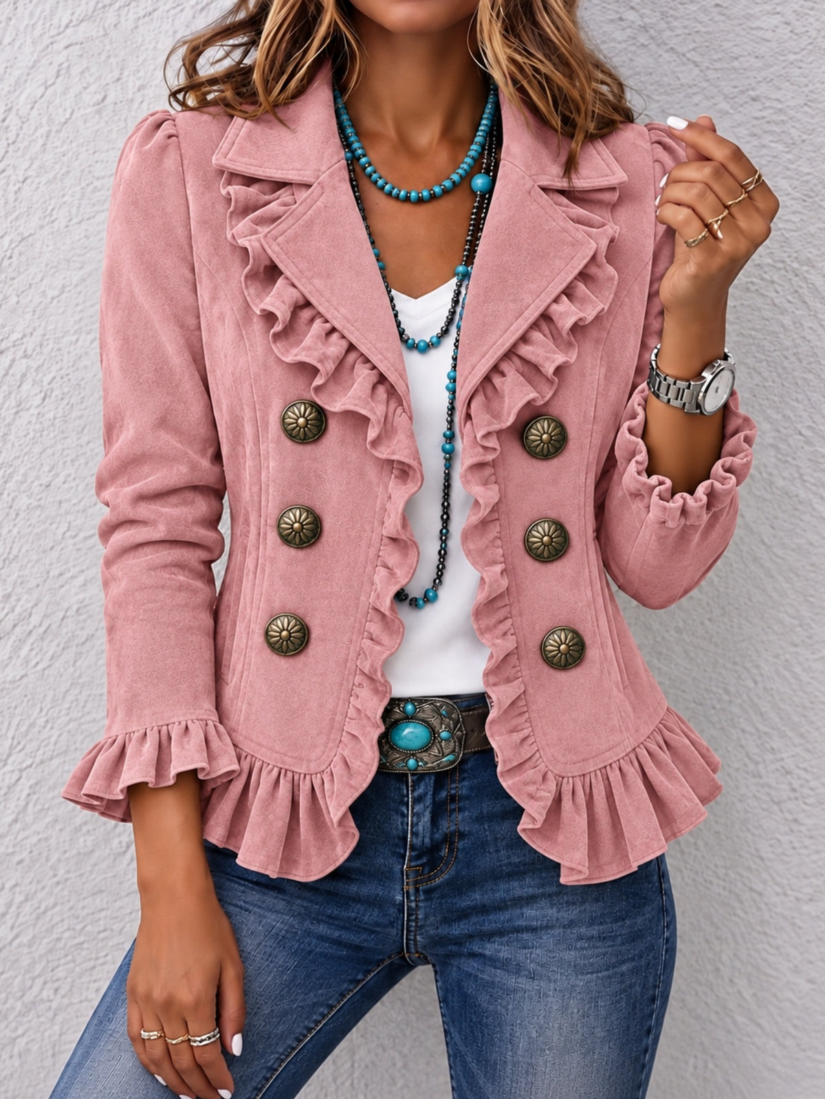 Long-Sleeve Buttoned Cardigan