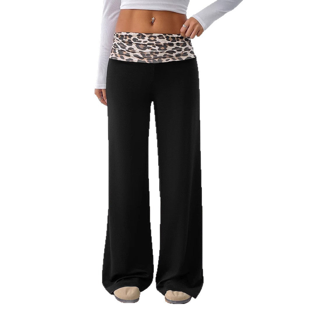 Leopard-panel Wide-leg Trousers