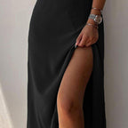 V-Neck Slit Midi Dress