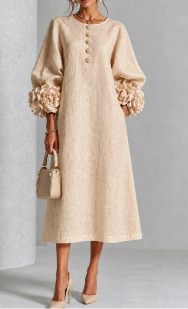 Floral-Detail Midi Dress